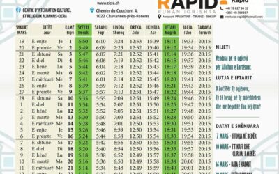 VAKTIA E RAMAZANIT 2026 PËR LAUSANNE DHE RRETHINË